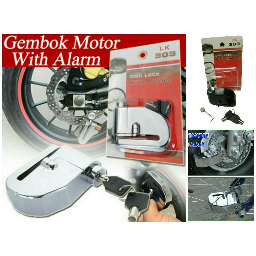 DISC LOCK ALARM / GEMBOK ALARM / GEMBOK CAKRAM MOTOR WITH ALARM / KUNCI CAKRAM