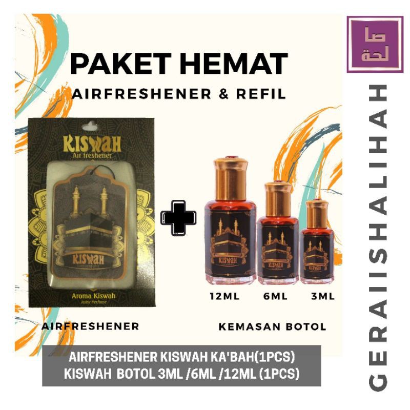Paket Hemat Airfreshener Aroma Kiswah Ka'bah dan Refil - Parfum Mobil Aroma Kiswah Ka'bah