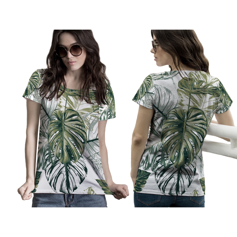 Utamamedia - Kaos Monstera Wanita | Kaos Monstera Lengan Pendek | Kaos Tanaman Monstera