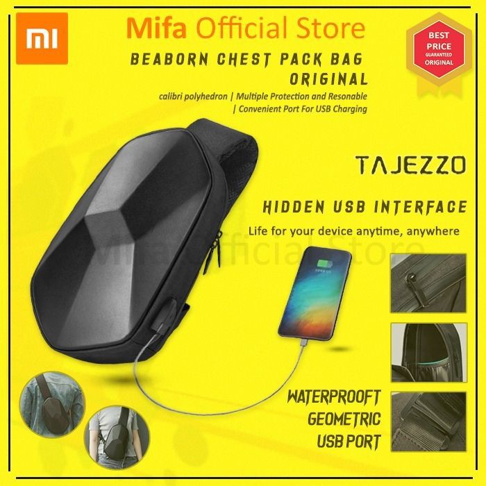 Xiaomi Beaborn Tas Selempang Chest Pack Bag Tajezzo USB Port Original