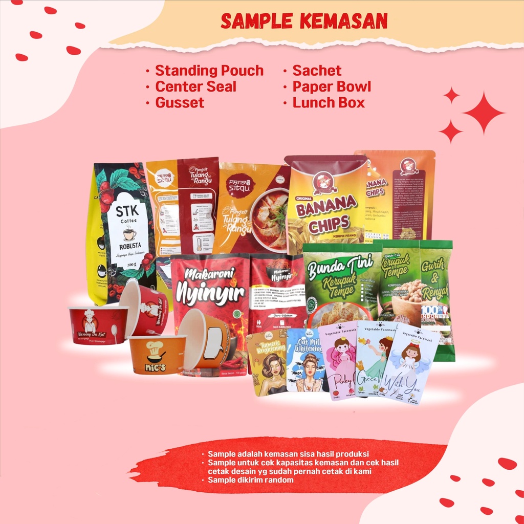 sample kemasan printing pouch/sachet/centerseal/sachet