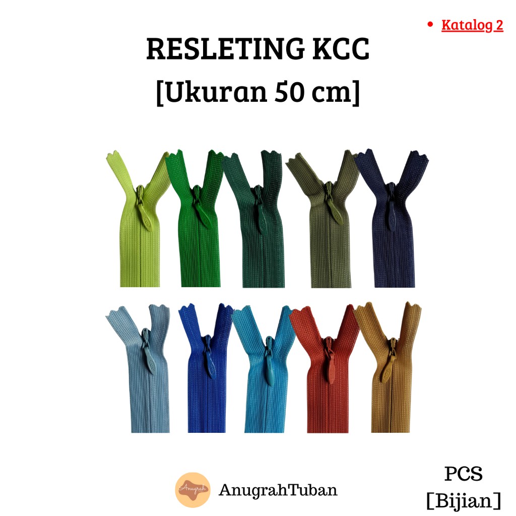 [Katalog 2] KCC 50cm Resleting/Ritsleting/Rit/Zipper Jepang Baju Celana Kemeja Rok Seragam Kerajinan