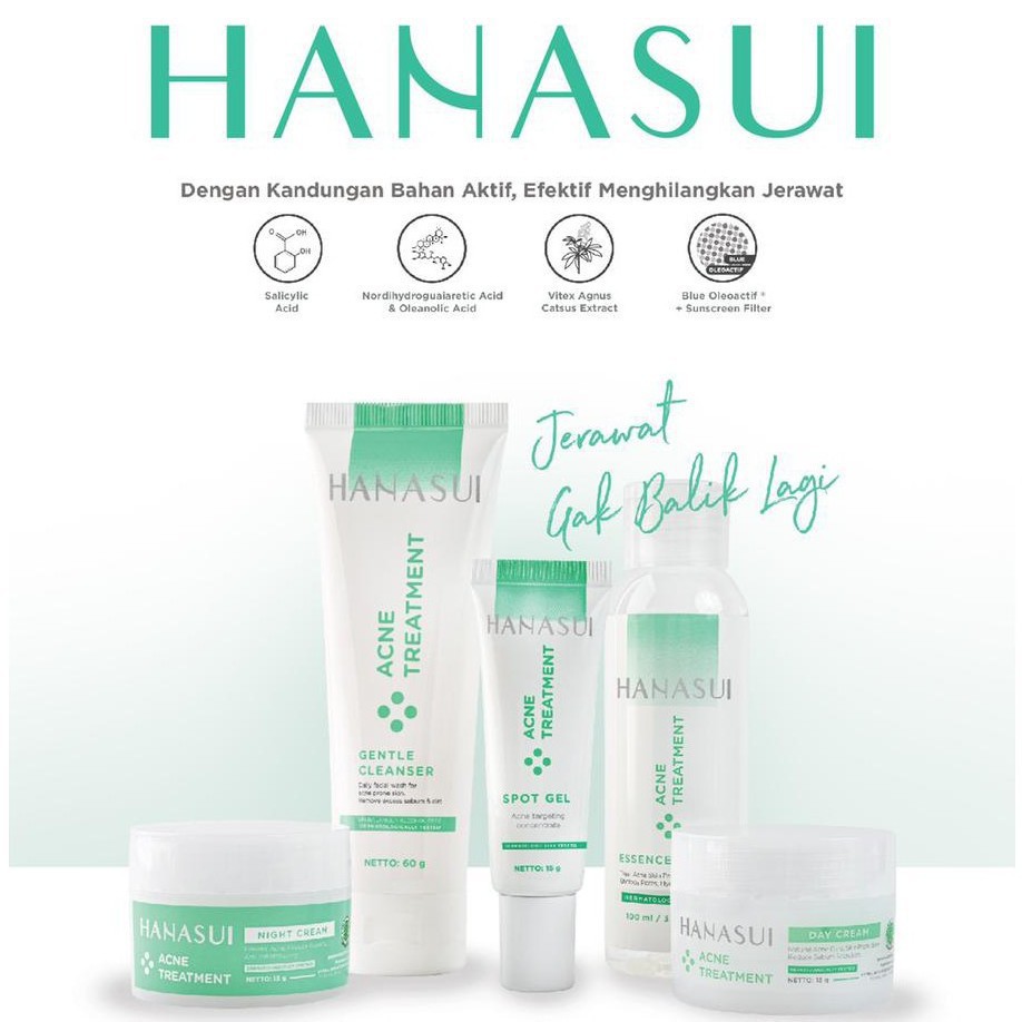 Paket Skincare Hanasui Flawless Glow 10 Series 4in1 &amp; Acne Treatment Series 5in1 | Paket Perawatan Wajah by AILIN