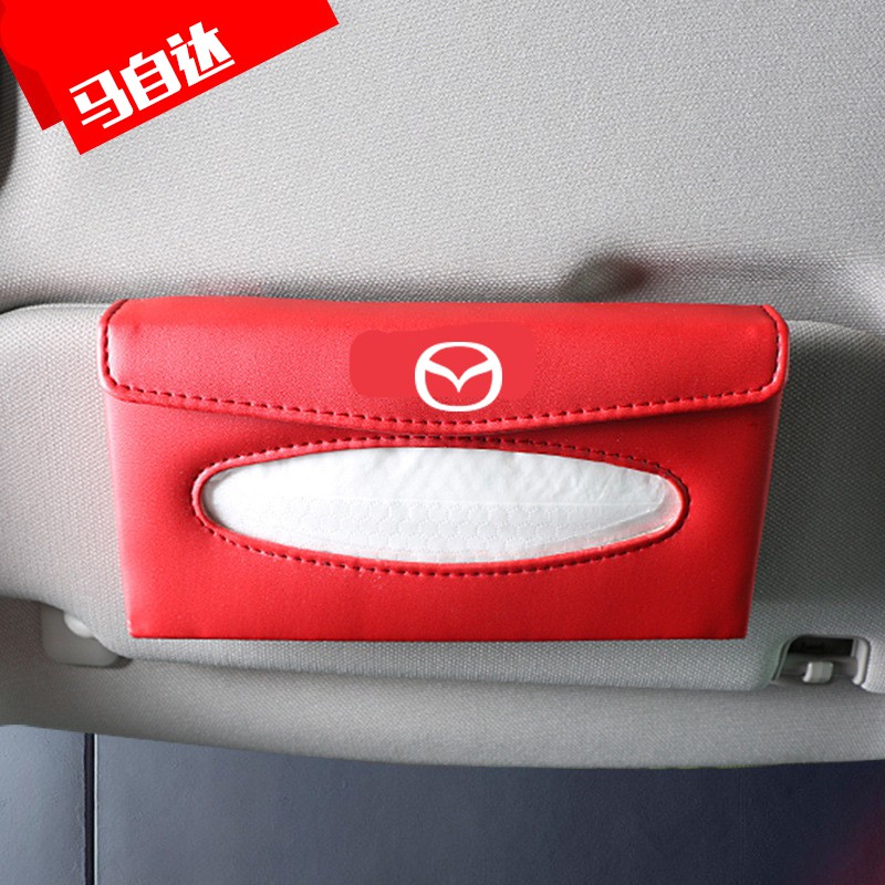 Kualitas tinggi Universal Car Sun Visor Tissue Box Holder PU Kulit Kotak Tisu Cover Case Aksesoris Untuk Mazda speed CX-30 CX-8 Mazda3 CX-3 CX-9 Mazda6 CX-5 Mazda2