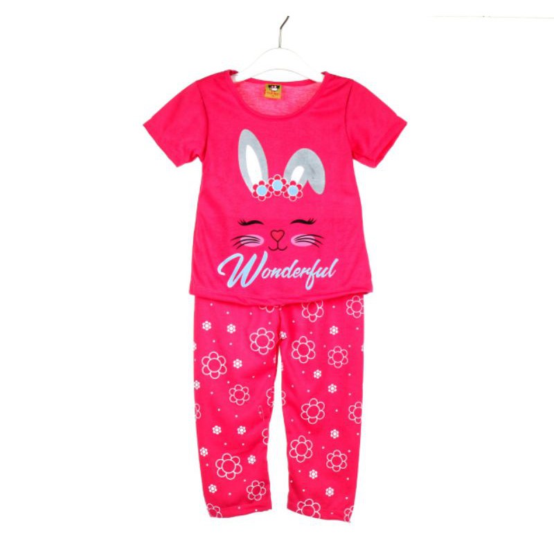 SETELAN BAJU ANAK PEREMPUAN MOTIF WONDERFUL RABBIT 2-6 TAHUN NEW