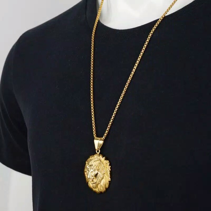 Kalung pria macan singa punk style men necklace cats series