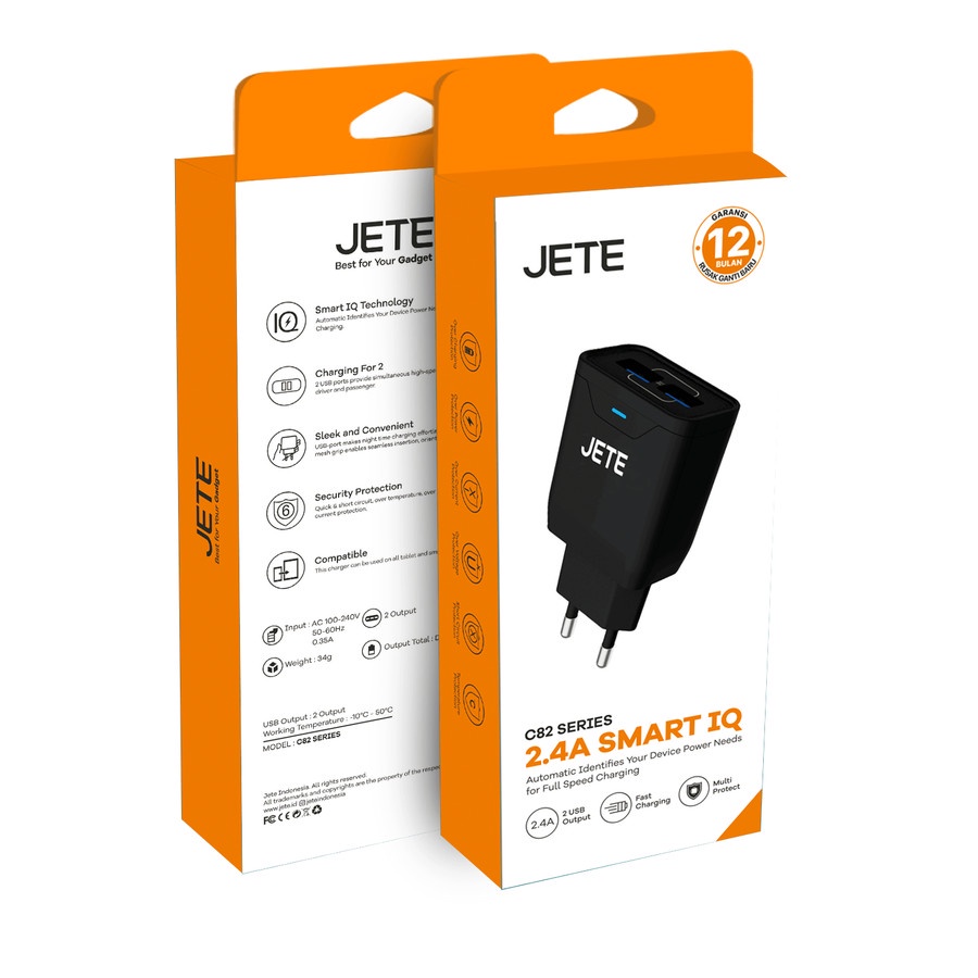 Kepala Charger | Adaptor Hp Fast Charger Quick Charge 3.0 JETE C8 - Garansi resmi 2 Tahun