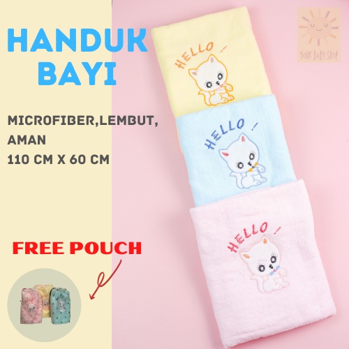 Handuk Bayi IVORY microfiber lembut bordir halus  110 cm x60 cm