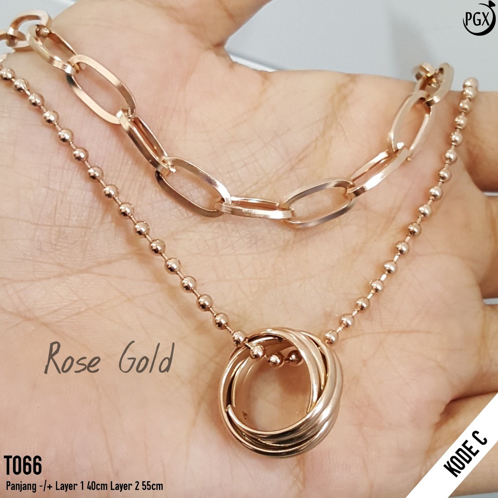 PGX Kalung Titanium Wanita Anti Karat Aksesoris Fashion Perhiasan Premium - T066