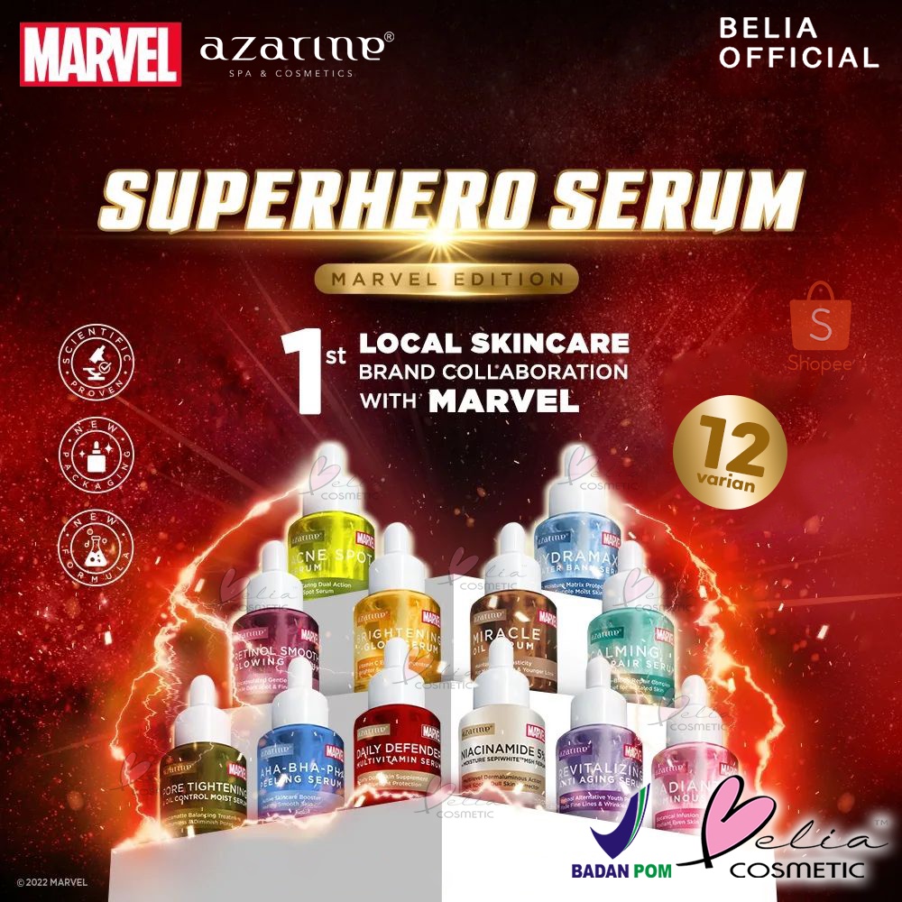 ❤ BELIA ❤ AZARINE Superhero Serum Marvel Edition 20ml | Face Serum | Brightening | Acne Dark Spot | Exfoliating | BPOM
