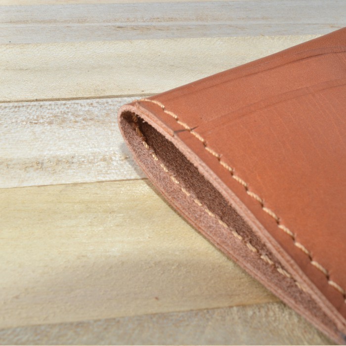 slim wallet - dompet minimalis - dompet kartu simple kulit asli tan