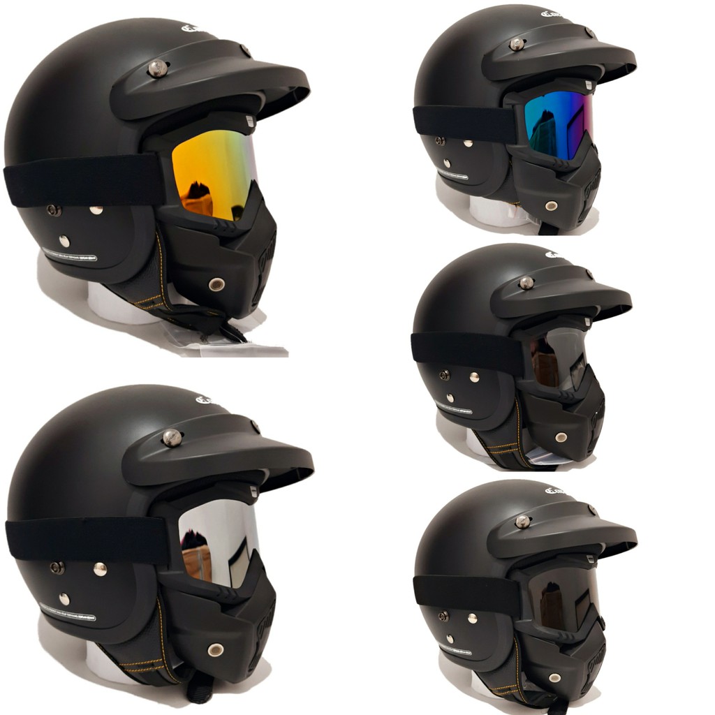 Helm Cargloss Hitam Doff Dengan Goggle Mask