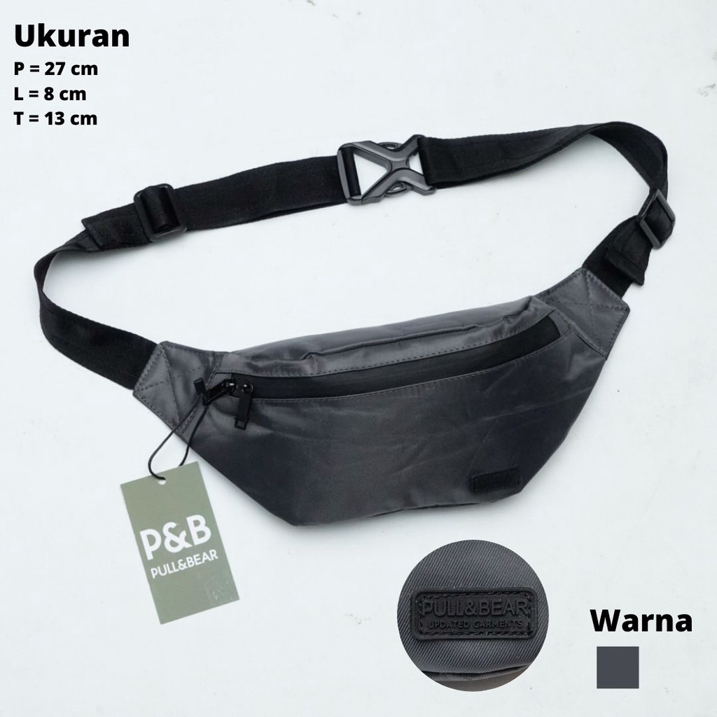 Tas Pull&amp;Bear Basic Waistbag Pria Kualitas Import Mirror Original