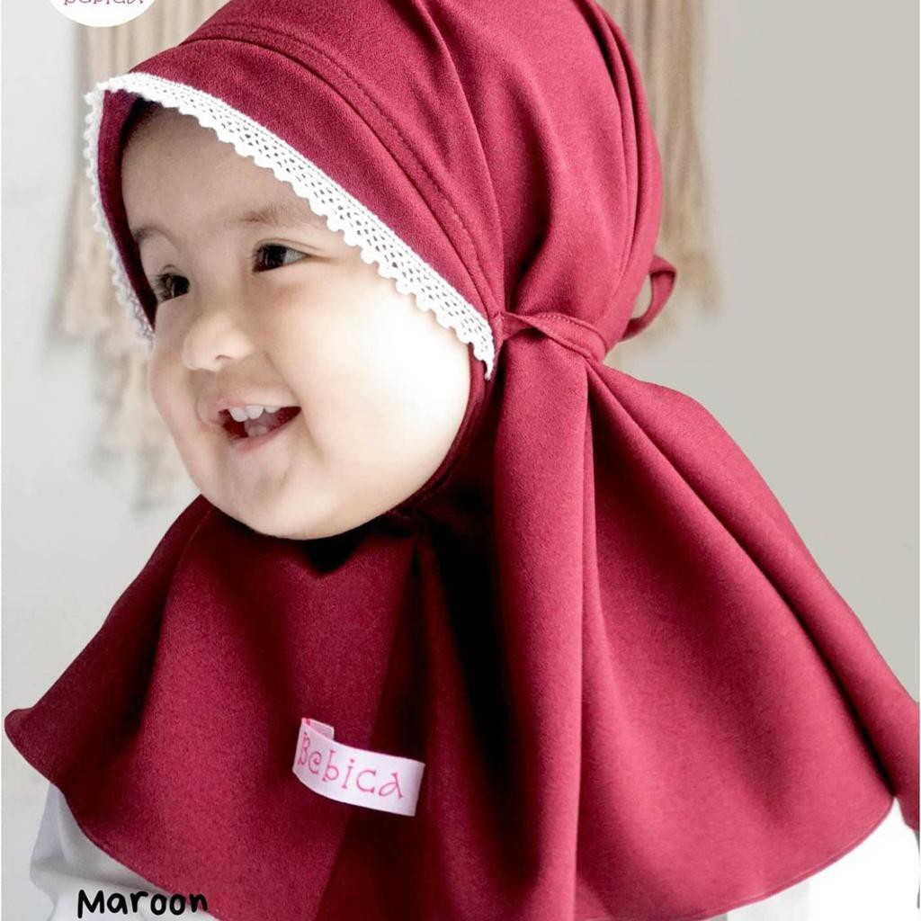 Bergo Bayi Renda kepala Anak Maryam Jilbab Kerudung/anak kids renda kepala 0-1 th