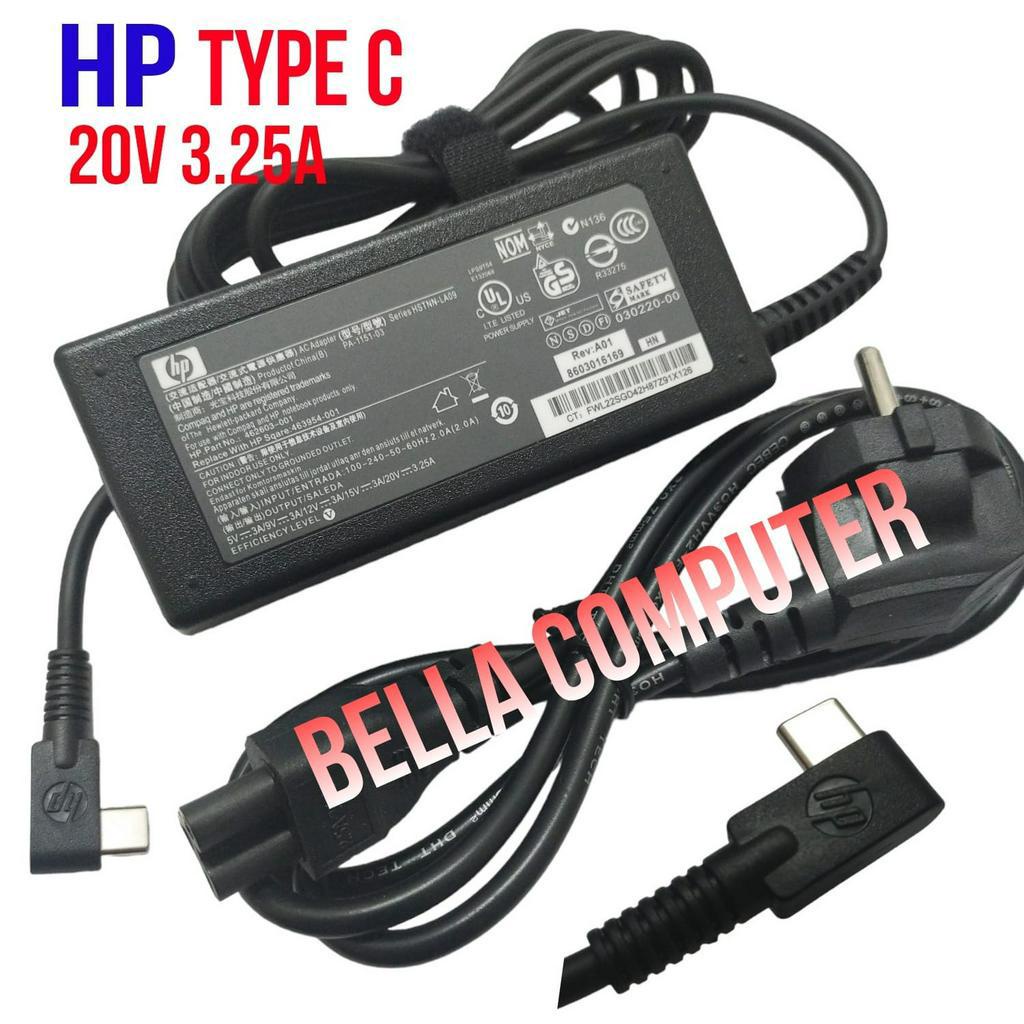 Adaptor Charger Laptop HP Spectre X360 HP Elite X2 1012 G1 HP Pro X2 612 G2; HP Elite X2 1012 G2; HP Elitebook x360 1030 G2 Type C 20V 3.25A 65W