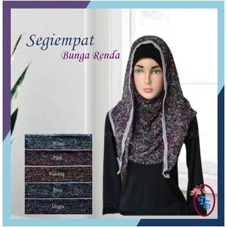 Kerudung Segiempat Hycon Motif Hijab Segi  Empat  Bunga  