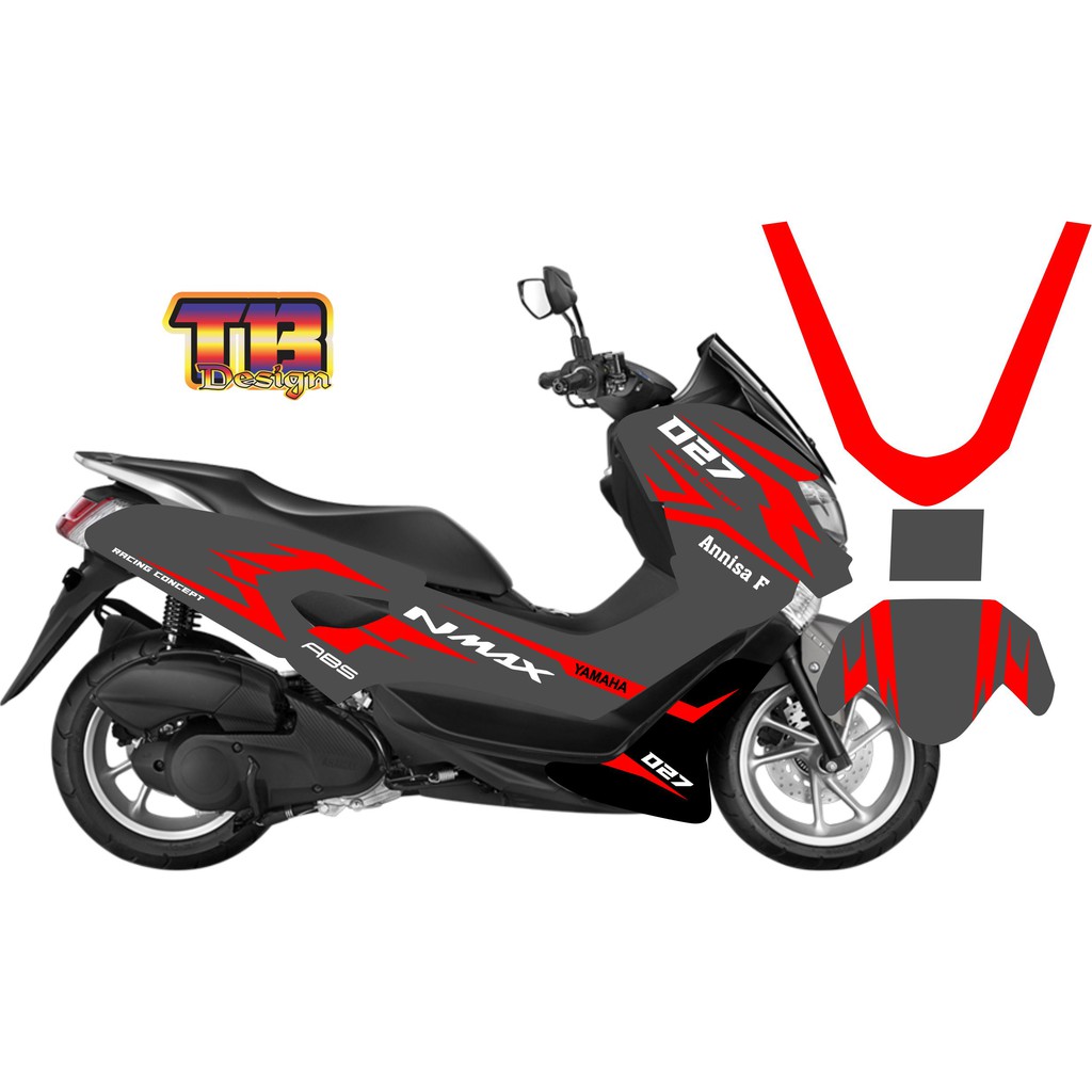 DECAL NMAX ABU SIMPLE CUSTOM NAMA