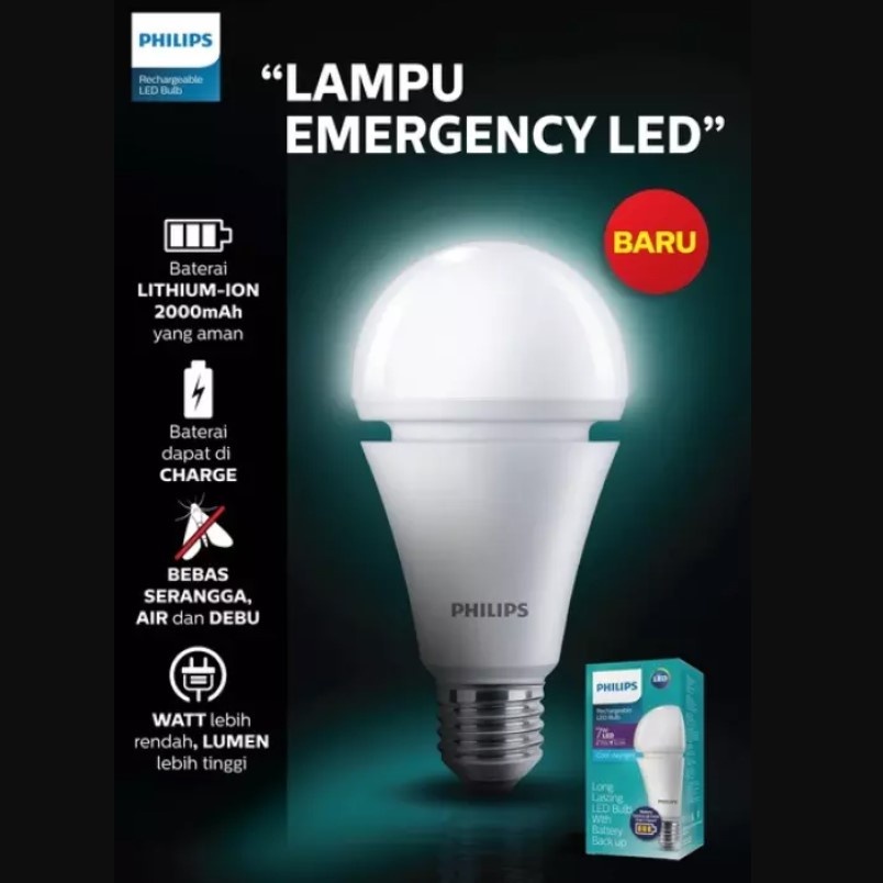 Lampu LED Emergency Philips 7w | Lampu Philips Magic 7w (tetap nyala walau mati lampu)