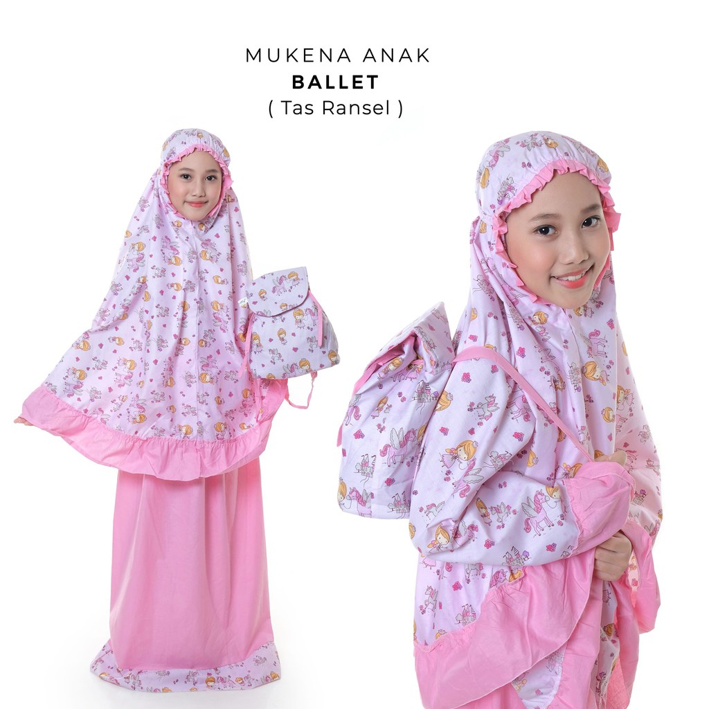 Mukena Anak Katun Ballet Pink ( Tas Ransel )