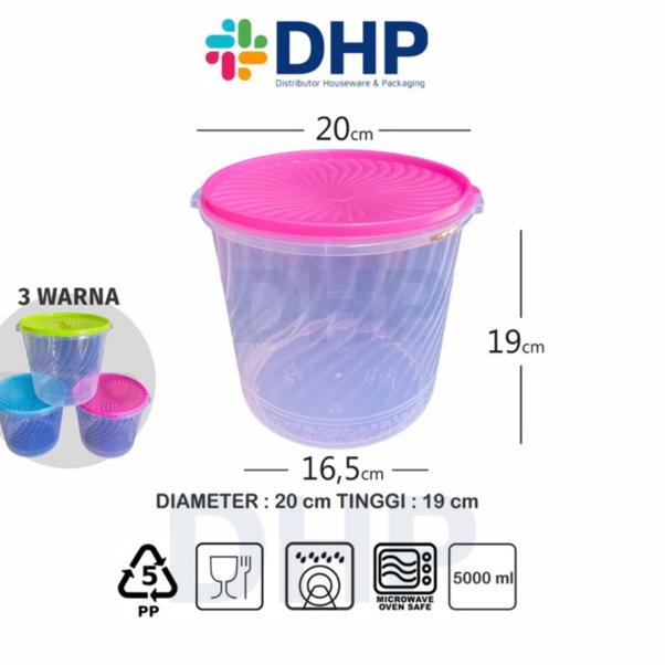 [KODE PRODUK DDSEP6762] Toples Sealware 5 Liter (D=20cm) Plastik Besar Tempat Kerupuk Peyek Bulat