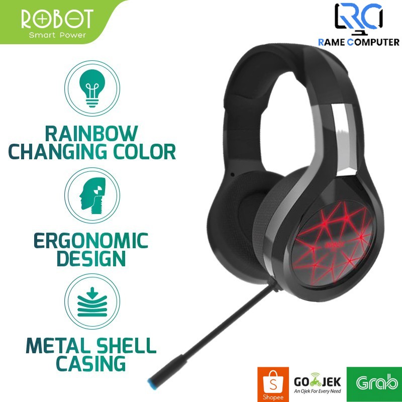 ROBOT RH-G10 Headphone Gaming Wired Headset Wired Earphone 7 LED Extra - Original RHG10