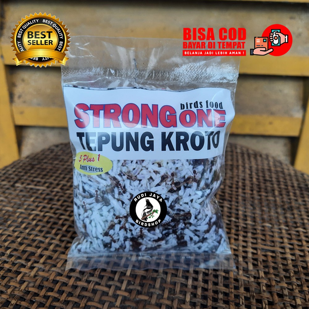 TEPUNG KROTO STRONG ONE 1 SACHET ASINAN TAMBAHAN KALSIUM PAKAN MAKANAN BURUNG TERNAK MURAI KENARI