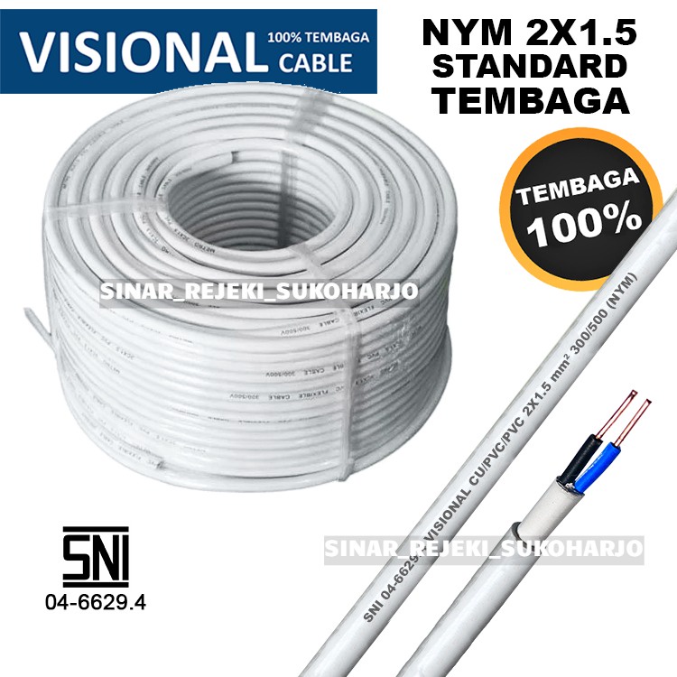 Kabel Listrik NYM SNI Tembaga 2x1,5 ROLL 45 YARD FULL 2x1.5 Kabel NYM Tembaga Asli