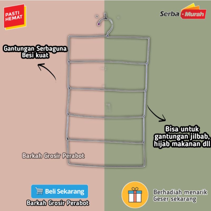 Hanger gantungan rak jilbab kerudung hijab krudung handuk snack makanan syal scarf gantung 5 susun l