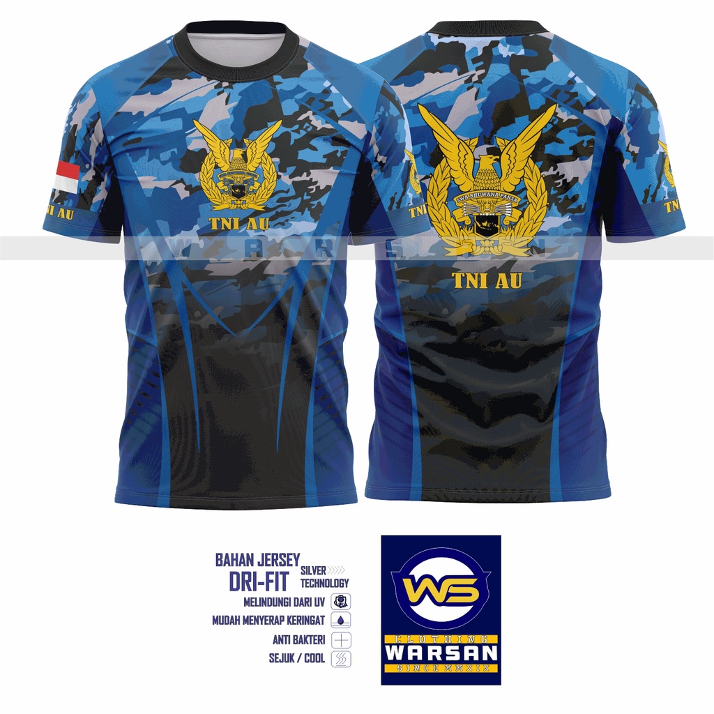 Kaos Jersey TNI AU (Angkatan Udara) / Kaos Fullprint TNI AU (Angkatan Udara) / Kaos Sublim TNI AU (Angkatan Udara) Dryfit