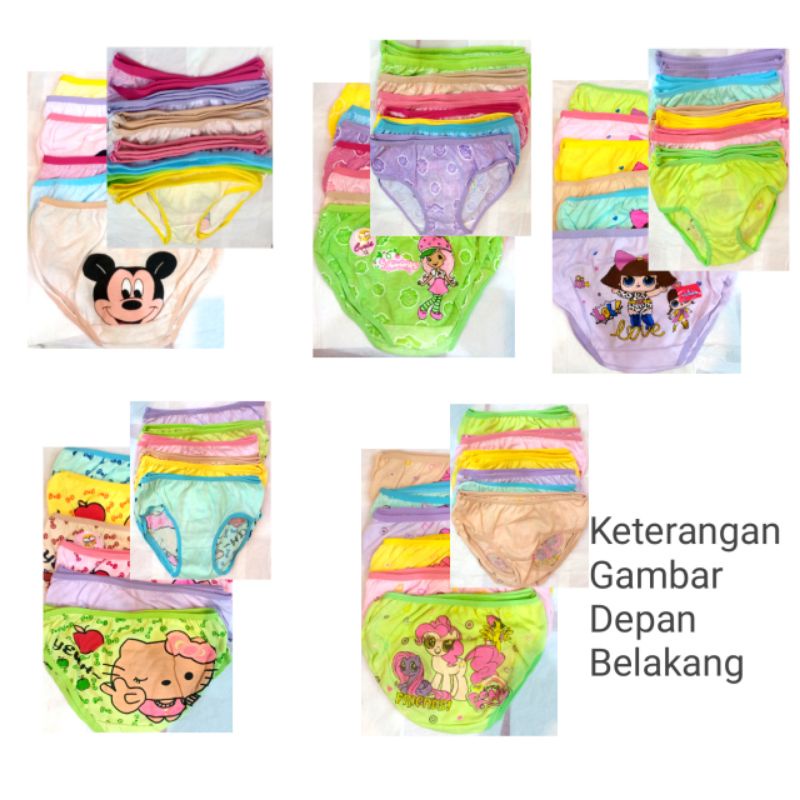 3pcs | CELANA DALAM ANAK MERK CERIA | CD ANAK WANITA COMBI KARAKTER