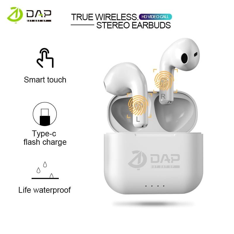 DAP Earphone Airbuds D-T02 Waterproof IPX4 Semi-In-Ear TWS True