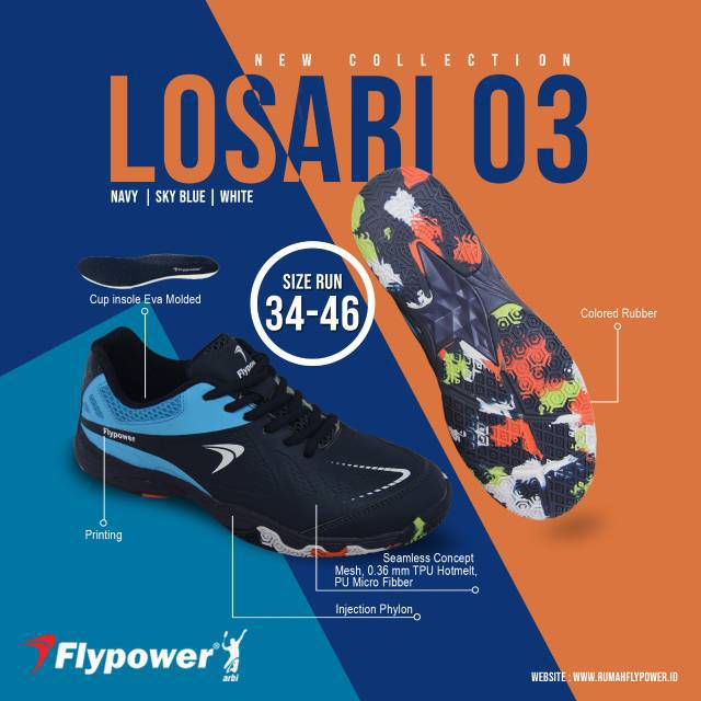 Ready  Losari 3 03 Flypower Sepatu Badminton Bulutangkis 100% Original