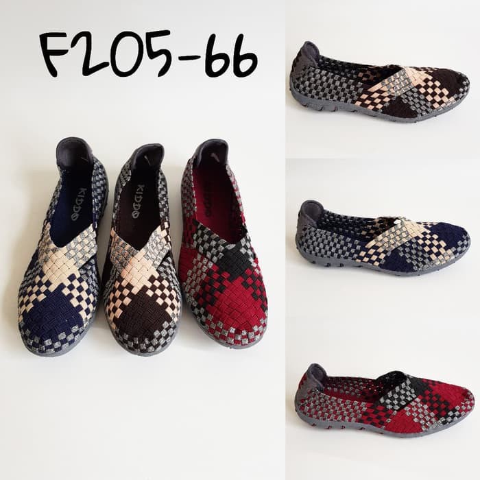 KIDDO FLAT F205-66 / SEPATU WANITA / SEPATU RAJUT ANYAM KIDDO