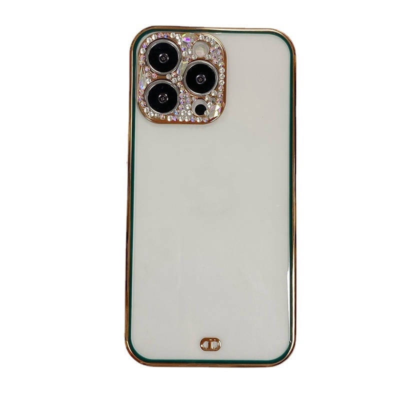 Casing Silikon iPhone 13 12 11 Pro X XS Max Mini XR SE2 7 8 Plus Aksen Glitter Berlian Mewah