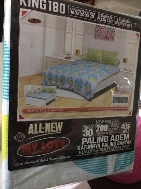 Sprei My Love Ukuran 180x200 King Size All New Tinggi 30cm Katun Motif