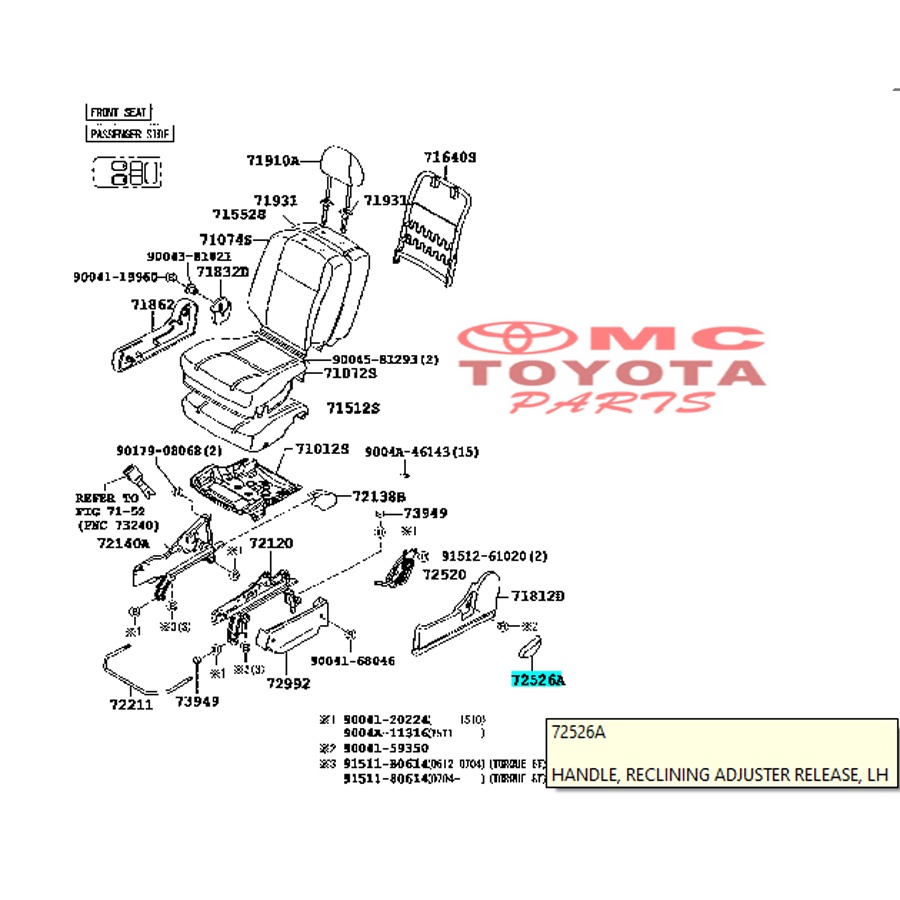 Setelan Stelan Jok Reclening Depan Kiri Rush Terios 72526-BZ040-A0