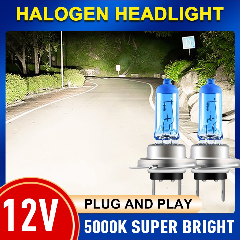 2pcs Super Bright Halogen Bulbs H1 H3 H4 H7 H8 H11 9006 Auto Halogen Lamp Fog Lights 55W 12V 5000K Motorcycle Car Headlight Lamp