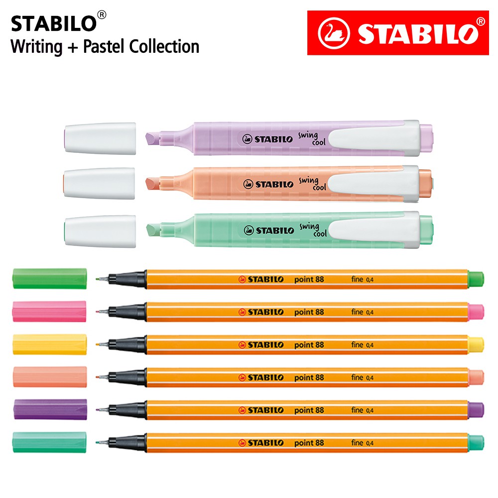 

STABILO Set 9 Pastel - Swing cool point 88 / Fineliner / Pen / Warna Pink Ungu Hijau Tosca Spidol