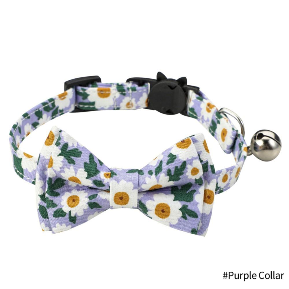 Timekey Kalung Leher Anjingkucing Adjustable Motif Bunga Dengan Lonceng K9S5