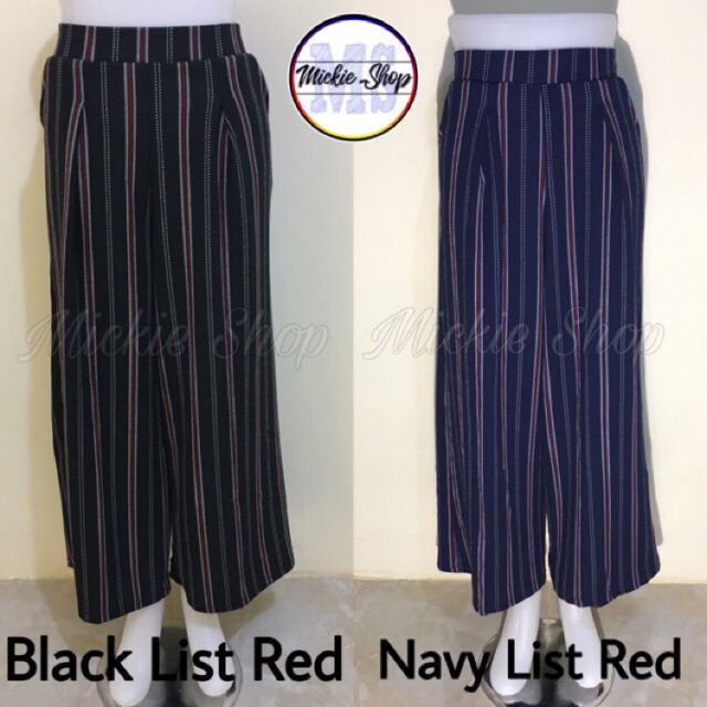  Celana  Kulot  Salur Stripe Cullote Premium Import Kulot  