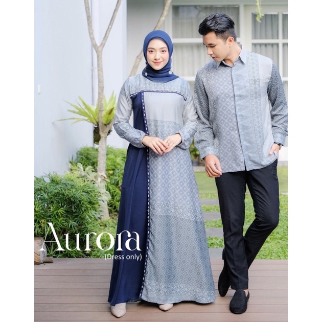 Aurora dress koko navy panjang L by bbc