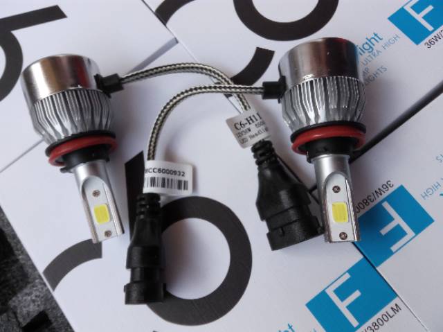 Lampu Mobil LED H11 COB 2PCS Superbright White 36 Watt 3800 lumens