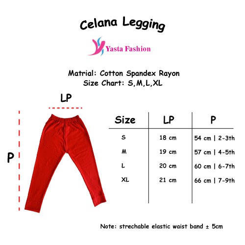 Celana Legging Anak Merah 3-8 Tahun | Yasta Fashion