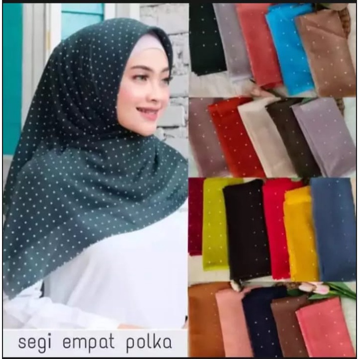 Hijab Segiempat Bella Laser Motif Polkadot Warna Terlengkap / Jilbab Bella Square Polkadot Laser warna terlengkap / Kerudung Segi empat Bella polka Polos Plisket Lidi Ukuran 115cm Hijab Terbaru Bagus