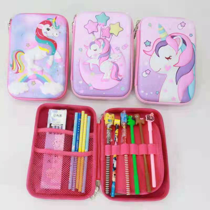 Pencilcase 3D HardTop BT21 FROZEN UNICORN LOL OWL /Kotak pensil HardTop 3D BTS/Tempat Pensil POP IT
