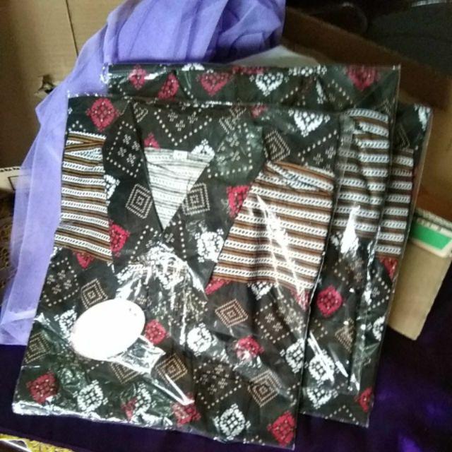 Elgusza Batik Kemeja Hem Pendek Trisula Pekalongan M L Xl Murah Keren Batik Pria Coklat Hitam Manis