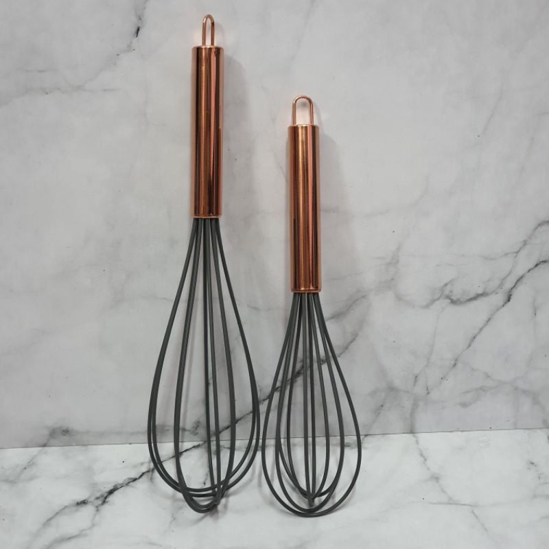 silicone balloon whisk with Rose gold handle / kocokan telur / egg beater