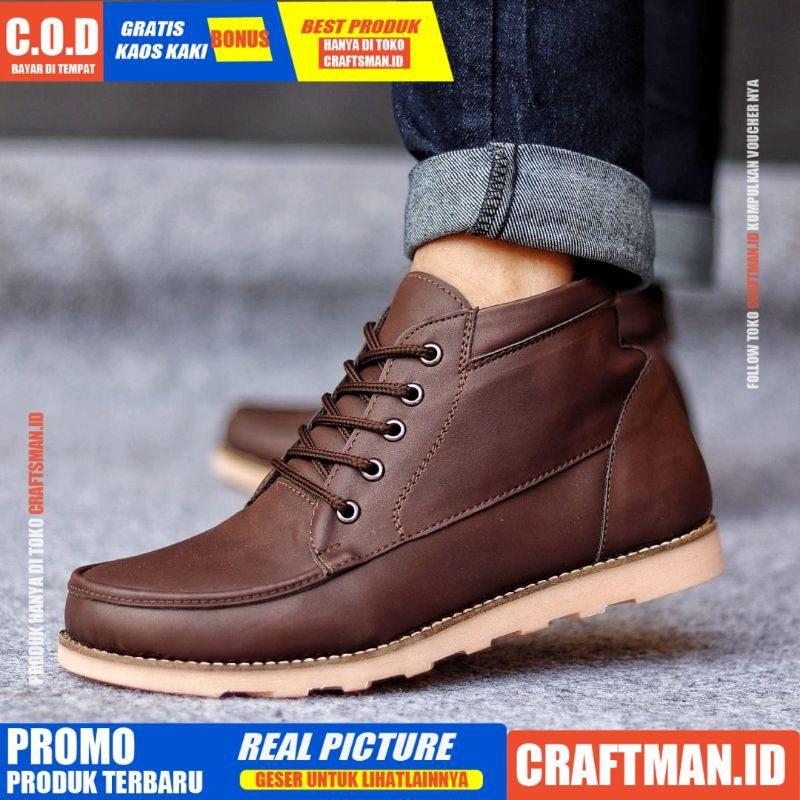 CRAFTS - Sepatu Boots Hitam Formal Pantofel Kerja Pria