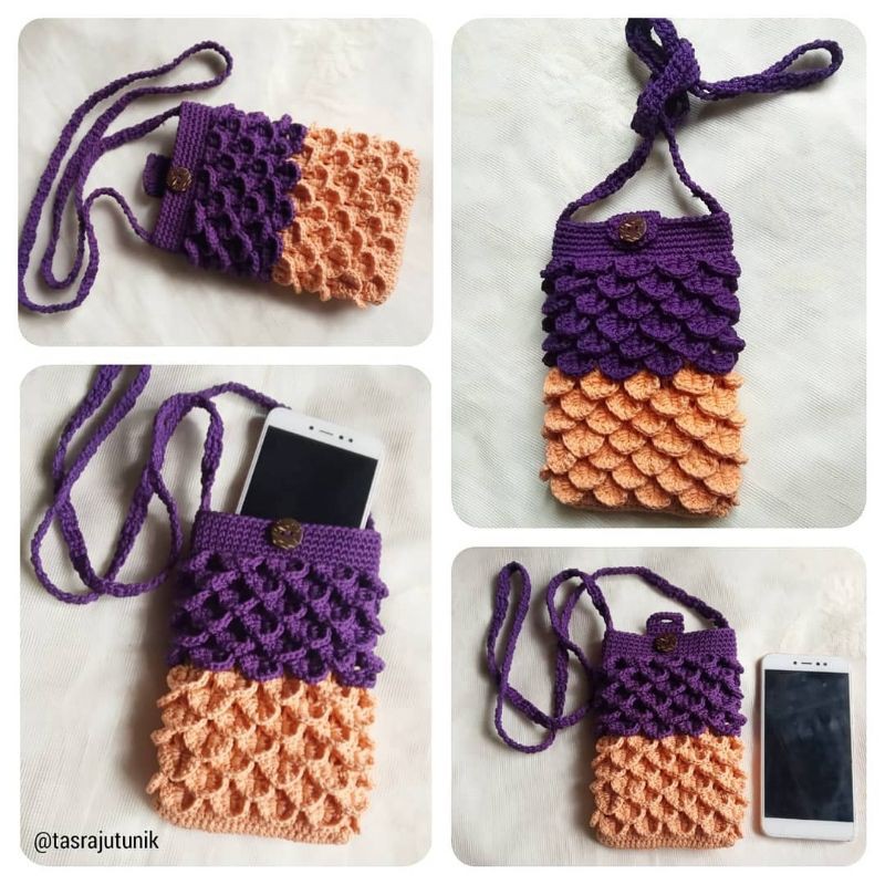 Tas HP Rajut Tali Panjang / Tas HP / Tas HP Selempang