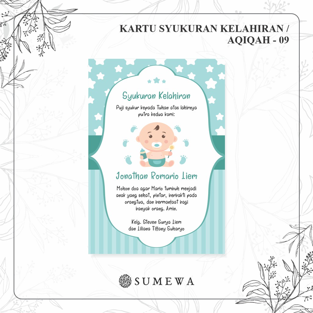 Jual Kartu Ucapan Tasyakuran Kelahiran - Aqiqah - Khitanan - Selapanan